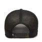 Dogfish Tackle & Marine black mesh trucker hat with adjustable snap closure and embroidered logo detail.