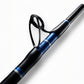 Dogfish Tackle & Marine blue and silver striped graphite conventional fishing rod with Alps guides.