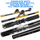 Dogfish Tackle & Marine Bluewing offshore trolling rod with gold fiberglass blank, roller guides, and bent butt.