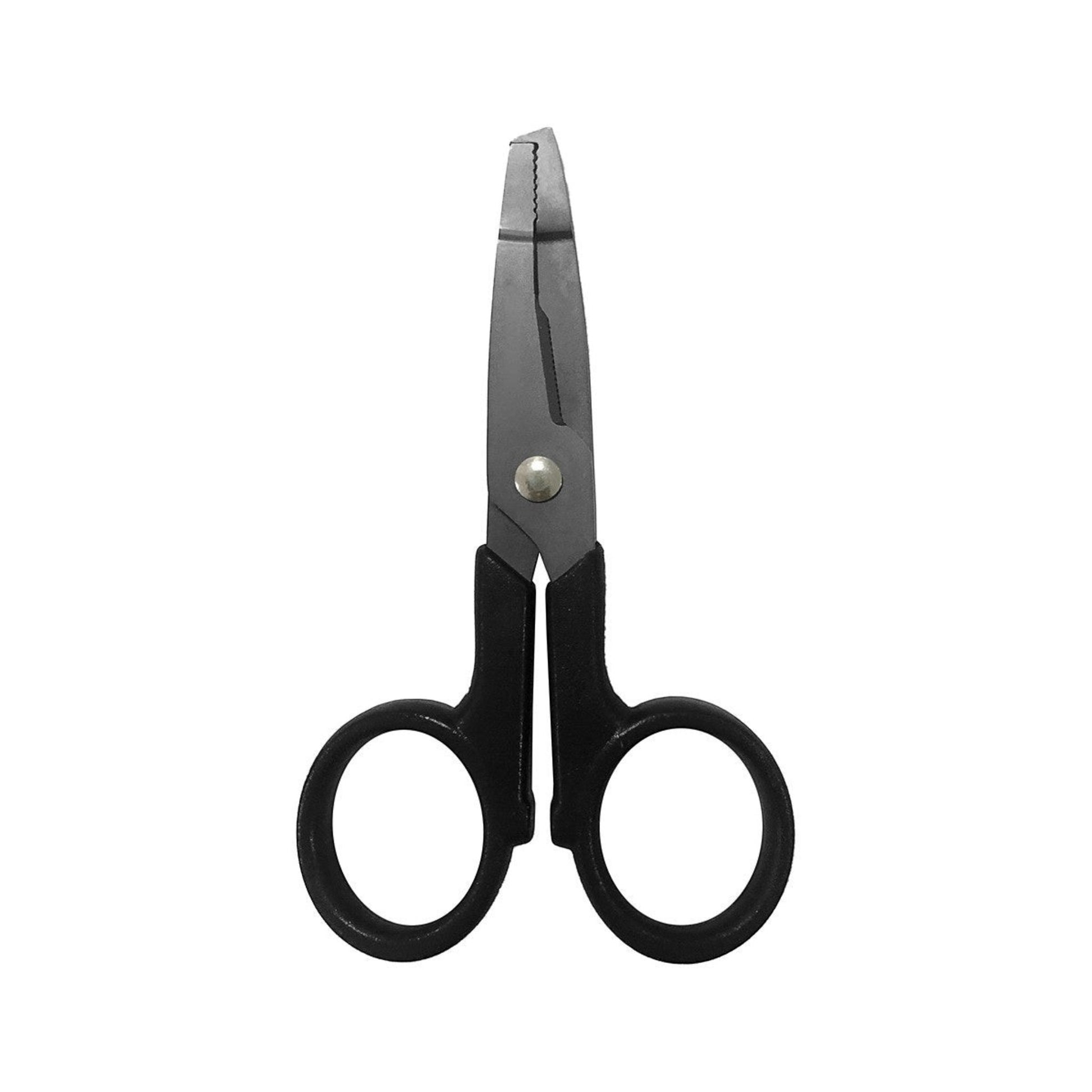 Dogfish Tackle & Marine Danco 4.5 inch titanium-coated stainless steel braided line scissors with split ring opener.
