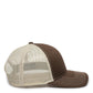 Dogfish Tackle & Marine brown chino twill front trucker hat with beige mesh back panels and contrasting stitching.