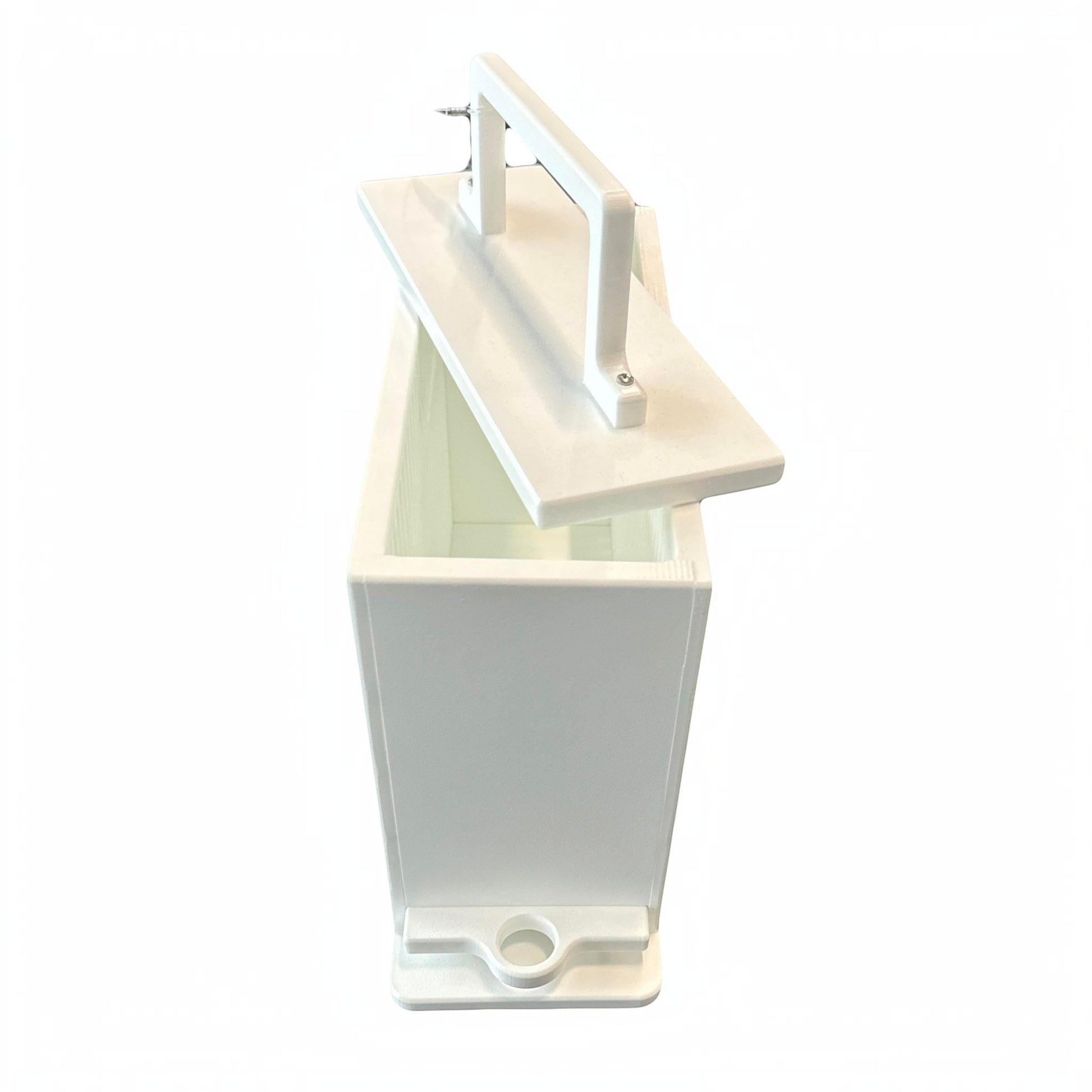 Dogfish Tackle & Marine white King Starboard chum cutter with built-in knife holder, designed for 5-gallon buckets.