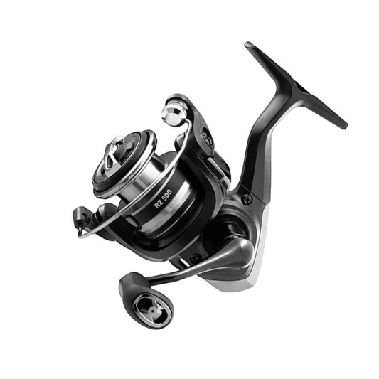 Dogfish Tackle & Marine Daiwa RZ500 ultralight spinning reel in black with a folding aluminum handle.