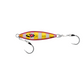 Dogfish Tackle & Marine Daiwa Mr Slow Jig in Zebra Red Gold with two sharp assist hooks on a black background.