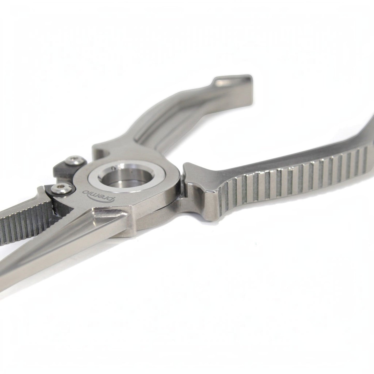 Dogfish Tackle & Marine Danco Premio USA 6.5in titanium fishing pliers with polished finish and Mega Halo Hinge