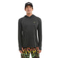 Dogfish Tackle & Marine dark grey hooded long-sleeve shirt with thumbholes and kangaroo pocket, featuring a small logo.