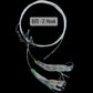 Dogfish Tackle & Marine deep drop fishing rig with two lures, 6/0-2 hooks, and glow-in-the-dark chafe protectors.