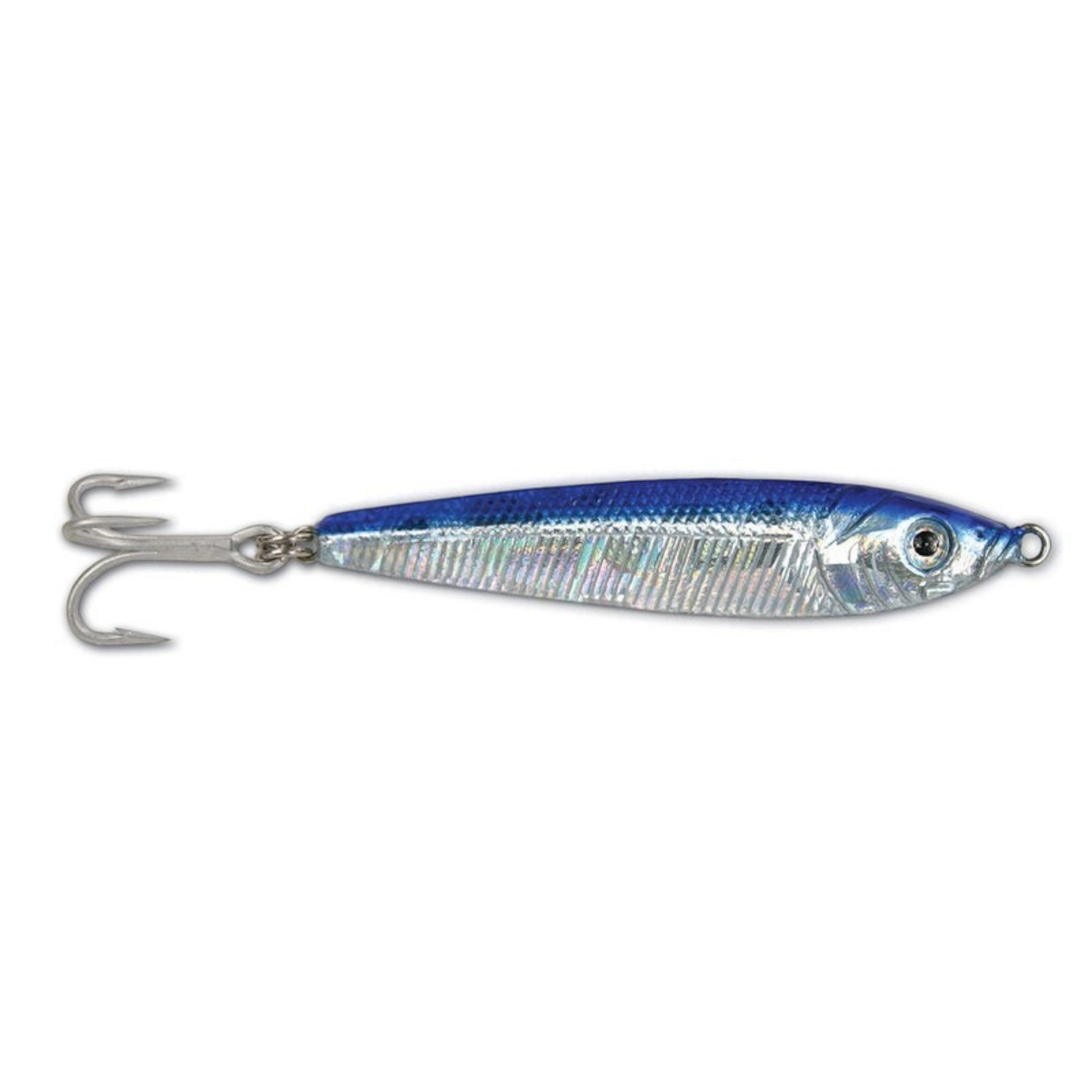 Dogfish Tackle & Marine Got-Cha Jigfish lure in blue and silver, featuring a realistic minnow design and treble hook.