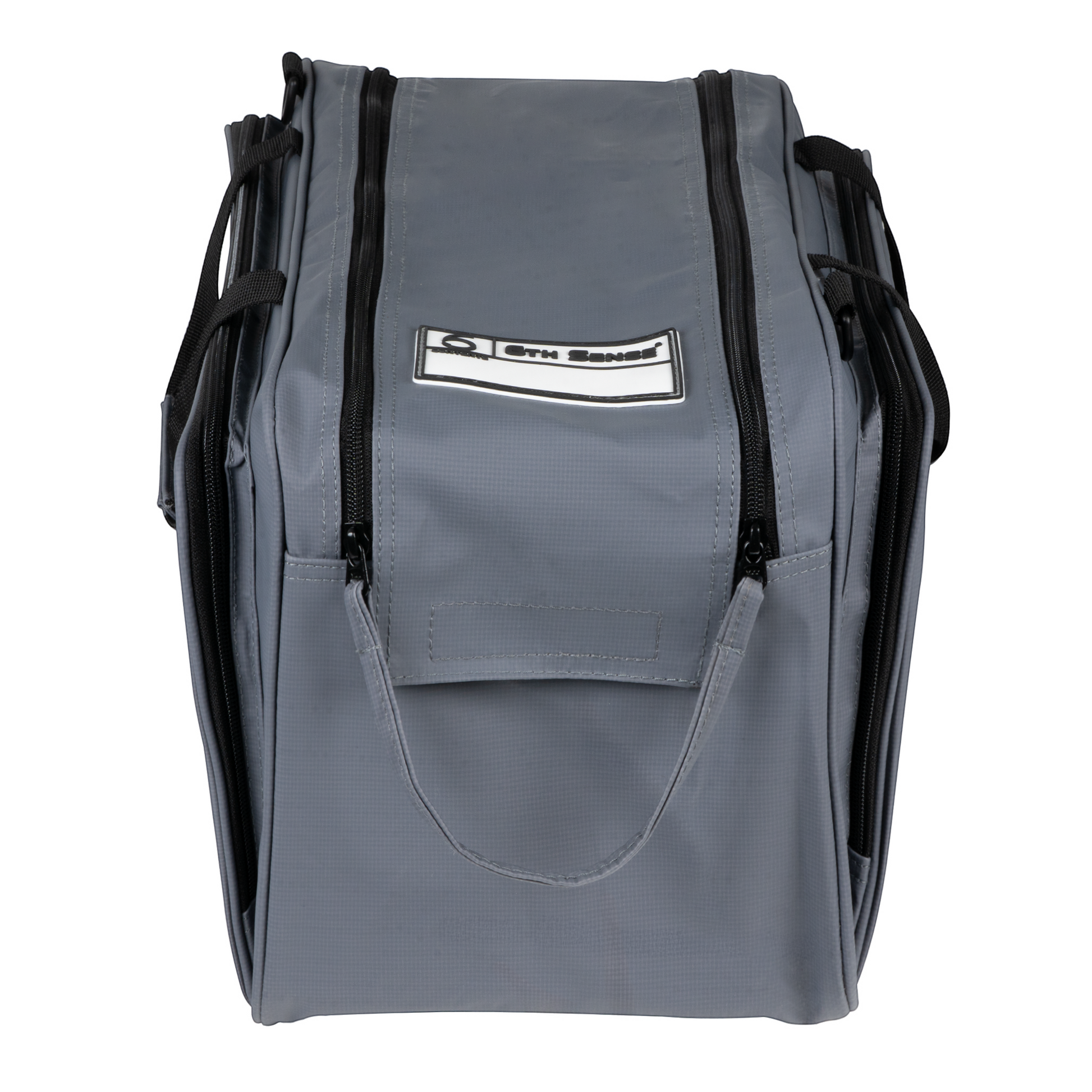 Dogfish Tackle & Marine 6th Sense grey travel bait bag with zippered side pockets and reinforced carry handles