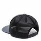 Dogfish Tackle & Marine grey trucker hat with black mesh back panels and plastic snap closure.