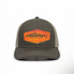 Dogfish Tackle & Marine grey trucker hat with mesh back and orange tarpon patch