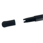 Dogfish Stik Kingfish Series conventional fishing rod tip with protective cap nearby. Black E-glass blank.