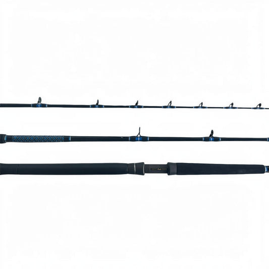 Dogfish Tackle & Marine Kingfish Series 7ft 6in conventional fishing rod with blue accents and EVA foam grip.