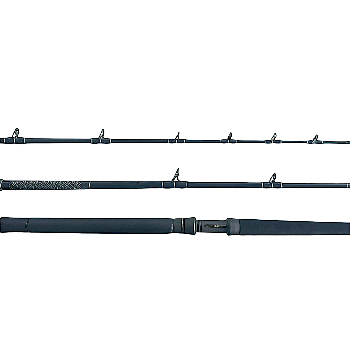 Dogfish Tackle & Marine Kingfish Series 7ft 6in conventional fishing rod with Fuji guides and aluminum gimbal.