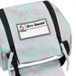 Dogfish Tackle & Marine 6th Sense large bait bag in mint green with pink fish pattern and dual-zipper closure.