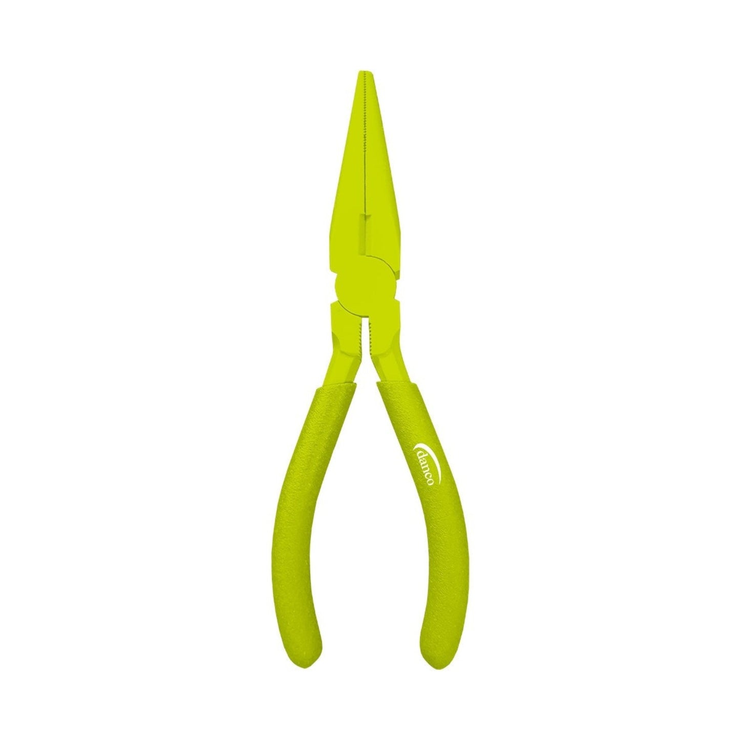 Dogfish Tackle & Marine Danco 6 inch lime green carbon steel needle nose fishing pliers with PVC dipped handles