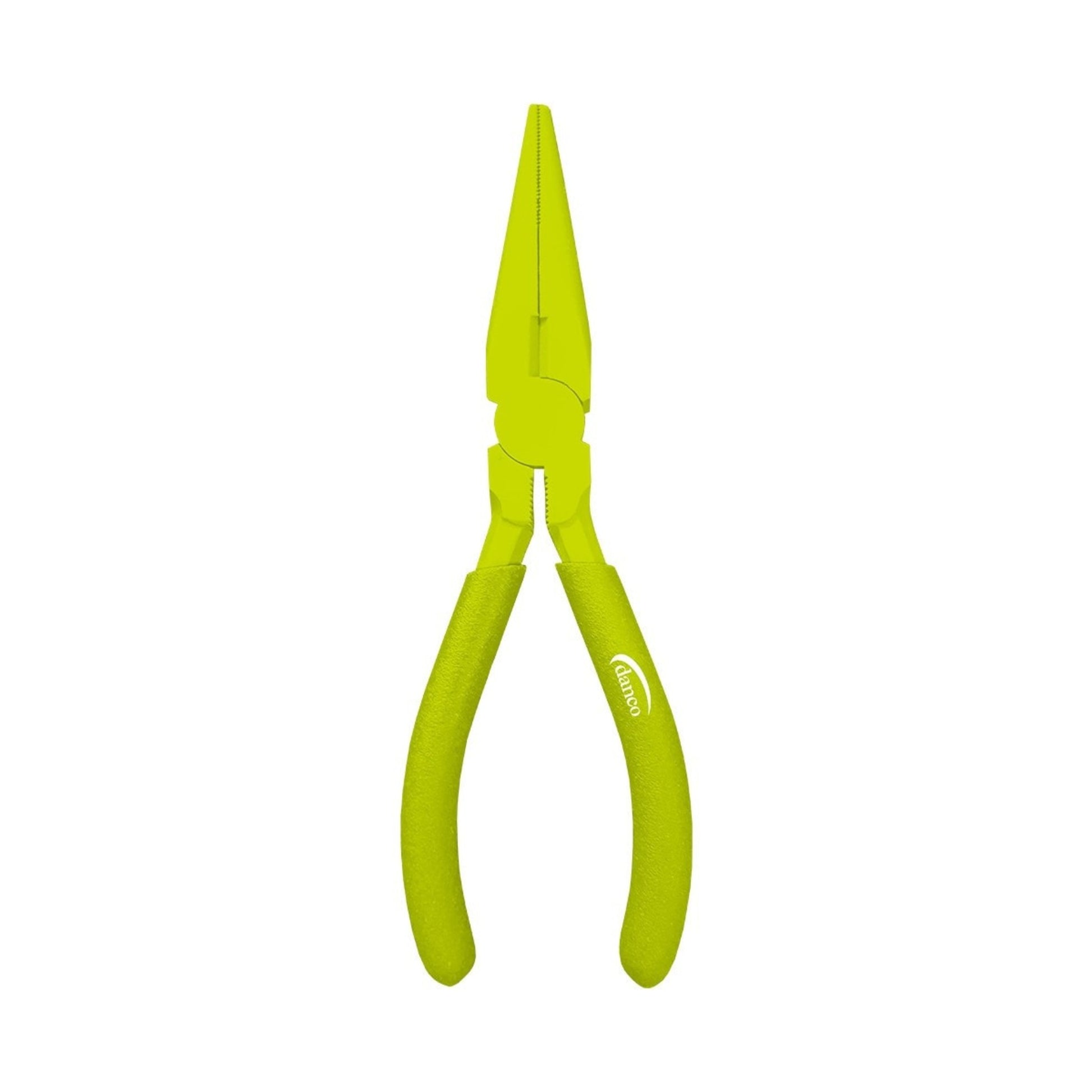 Dogfish Tackle & Marine Danco 6 inch lime green carbon steel needle nose fishing pliers with PVC dipped handles