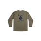 Dogfish Tackle & Marine long sleeve olive microfiber shirt with spade card graphic featuring a fish.