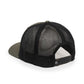 Dogfish Tackle & Marine olive green and black mesh back trucker hat with adjustable snap closure.