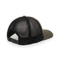 Dogfish Tackle & Marine olive green mesh back trucker hat with adjustable snap closure.