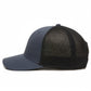 Dogfish Tackle & Marine "Don't Tread On Me" trucker hat with navy front panels and black mesh back.