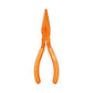 Dogfish Tackle & Marine 6 inch orange carbon steel needle nose fishing pliers with slip-resistant PVC dipped handles.