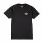 Dogfish Tackle & Marine black 60% cotton 40% polyester t-shirt with a colorful stick figure graphic on the chest.