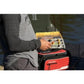Dogfish Tackle & Marine angler holding a Plano Edge 3500 utility box with yellow lid and organized fishing tackle