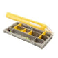 Dogfish Tackle & Marine Plano Edge 3500 utility box with a clear lid, yellow latch, and gray interior dividers.