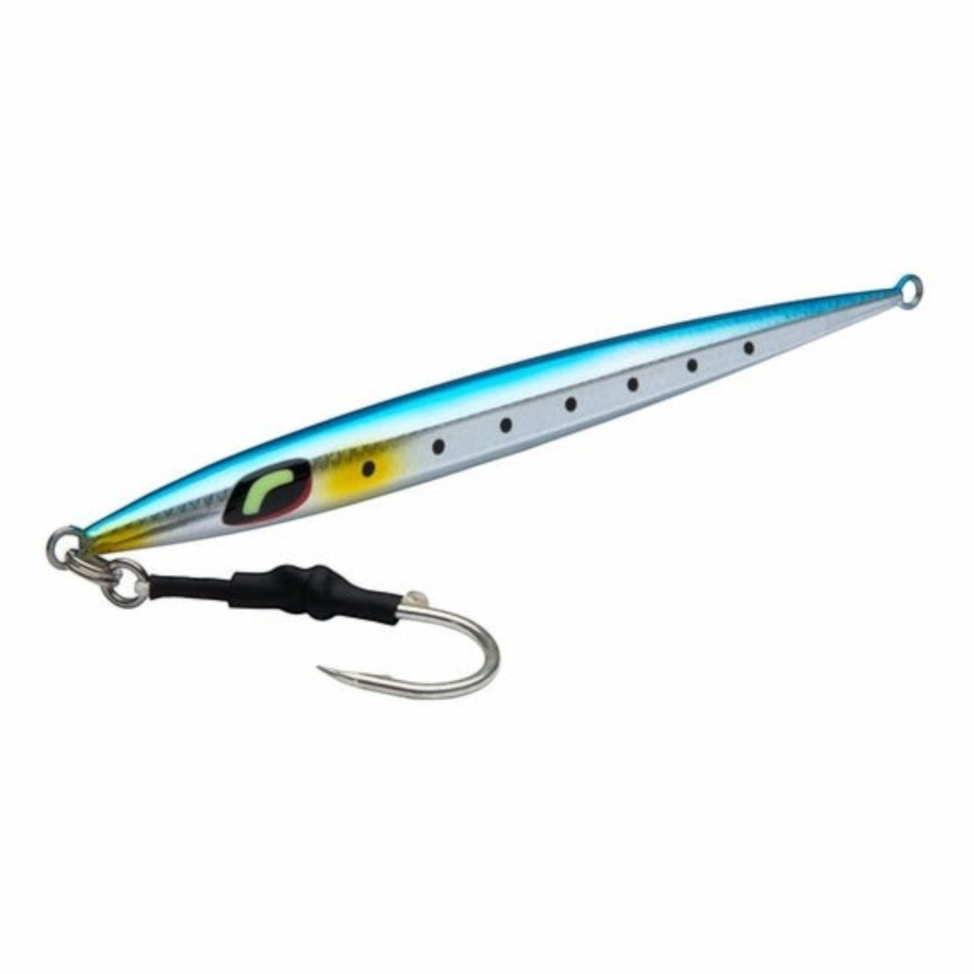 Dogfish Tackle & Marine Shimano Butterfly Shimmerfall blue and silver slender metal fishing jig with assist hook