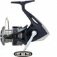 Dogfish Tackle & Marine Shimano Catana FE spinning reel in dark blue and silver with AR-C spool design.