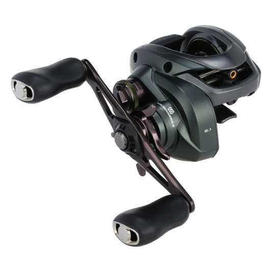 Dogfish Tackle & Marine Shimano Curado 150 M baitcasting reel in dark grey with black handles and silver accents. Features MGL Spool III and SVS Infinity.