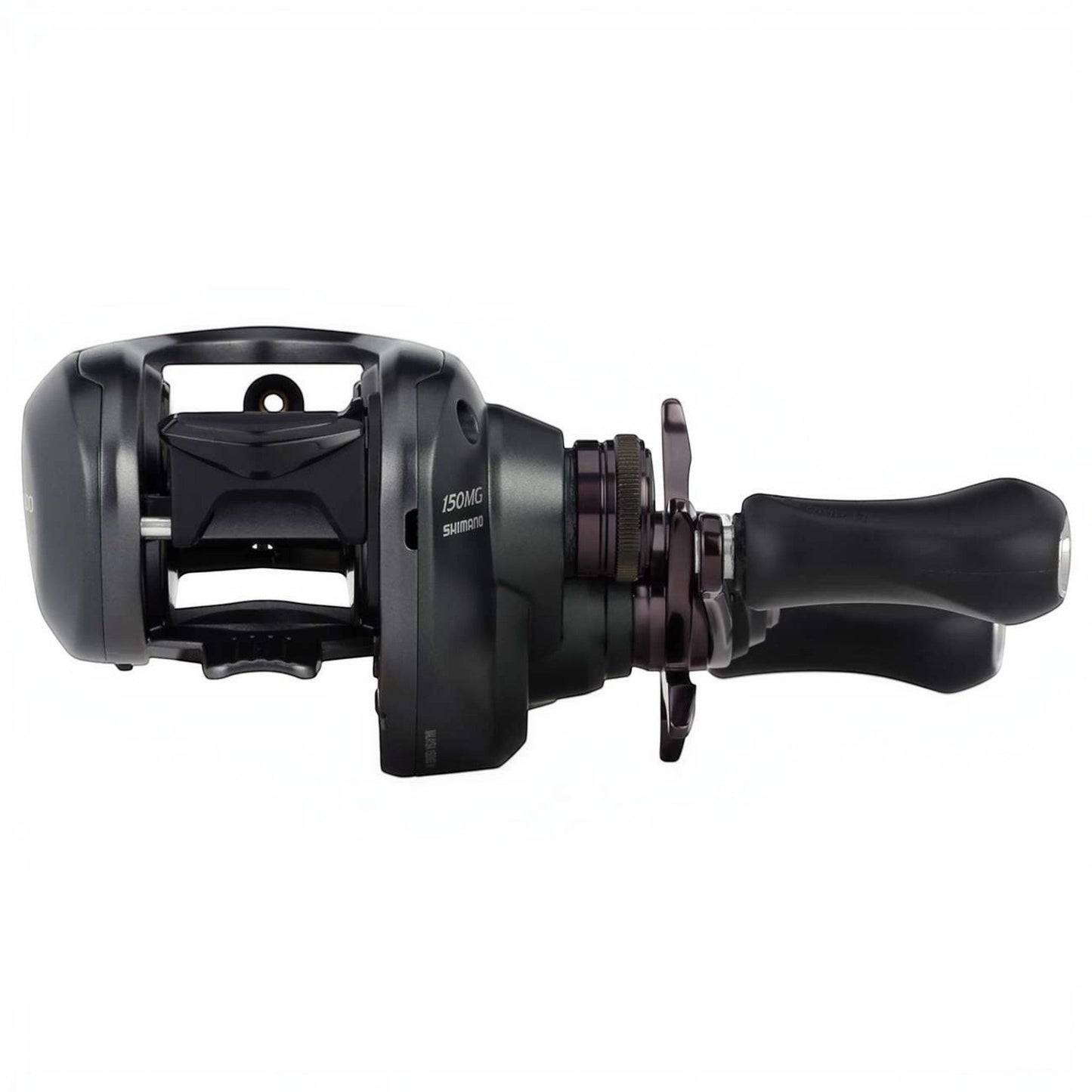 Dogfish Tackle & Marine Shimano Curado 150 M baitcasting reel, dark grey with purple accents, MGL Spool III, SVS Infinity braking.