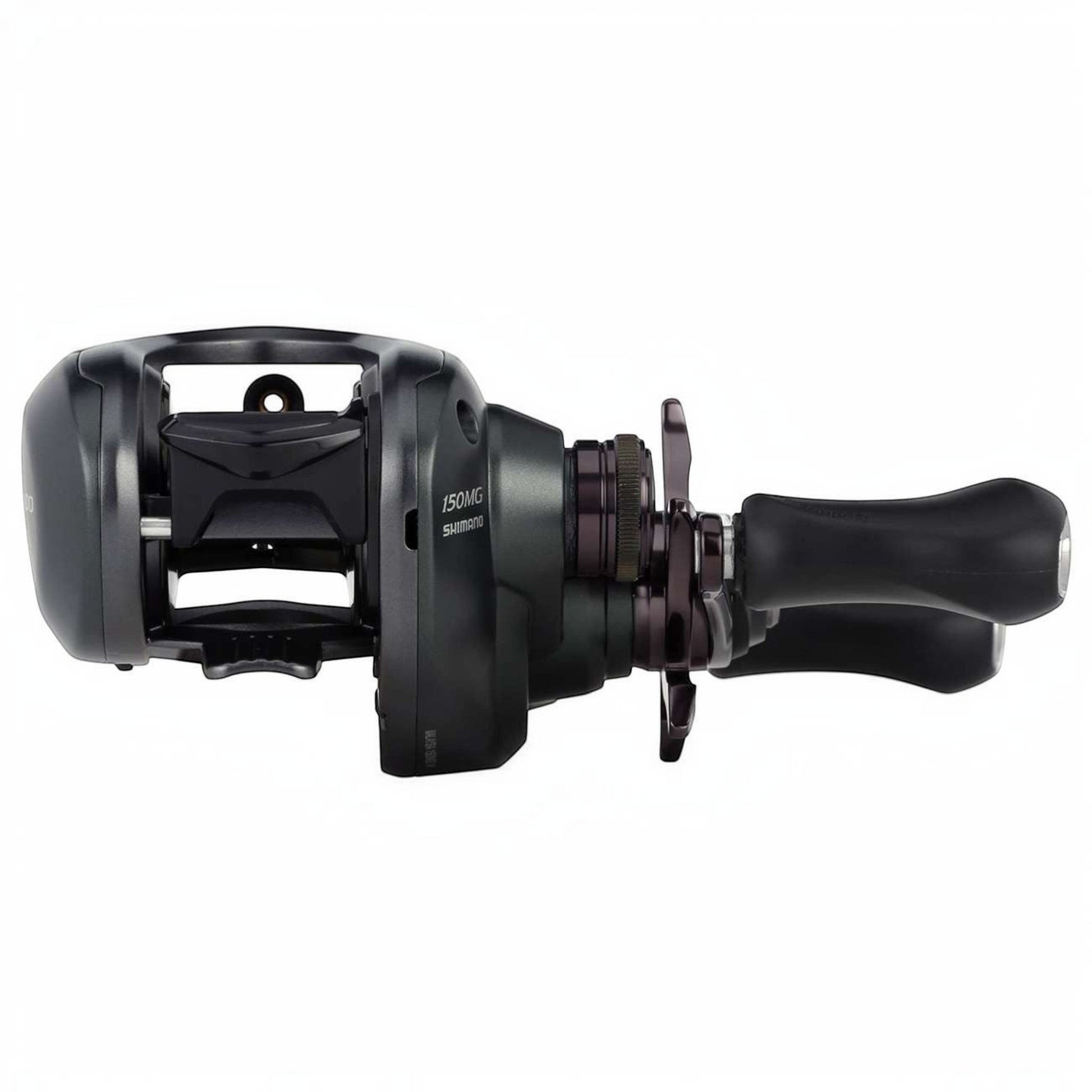Dogfish Tackle & Marine Shimano Curado 150 M baitcasting reel, dark grey with purple accents, MGL Spool III, SVS Infinity braking.