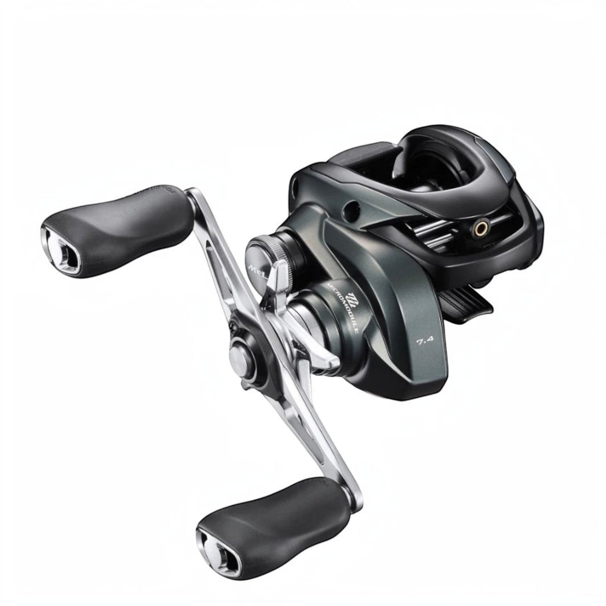 Dogfish Tackle & Marine Shimano Curado MGL 150 baitcasting reel, dark grey with silver handle and black grips. Features MGL spool.