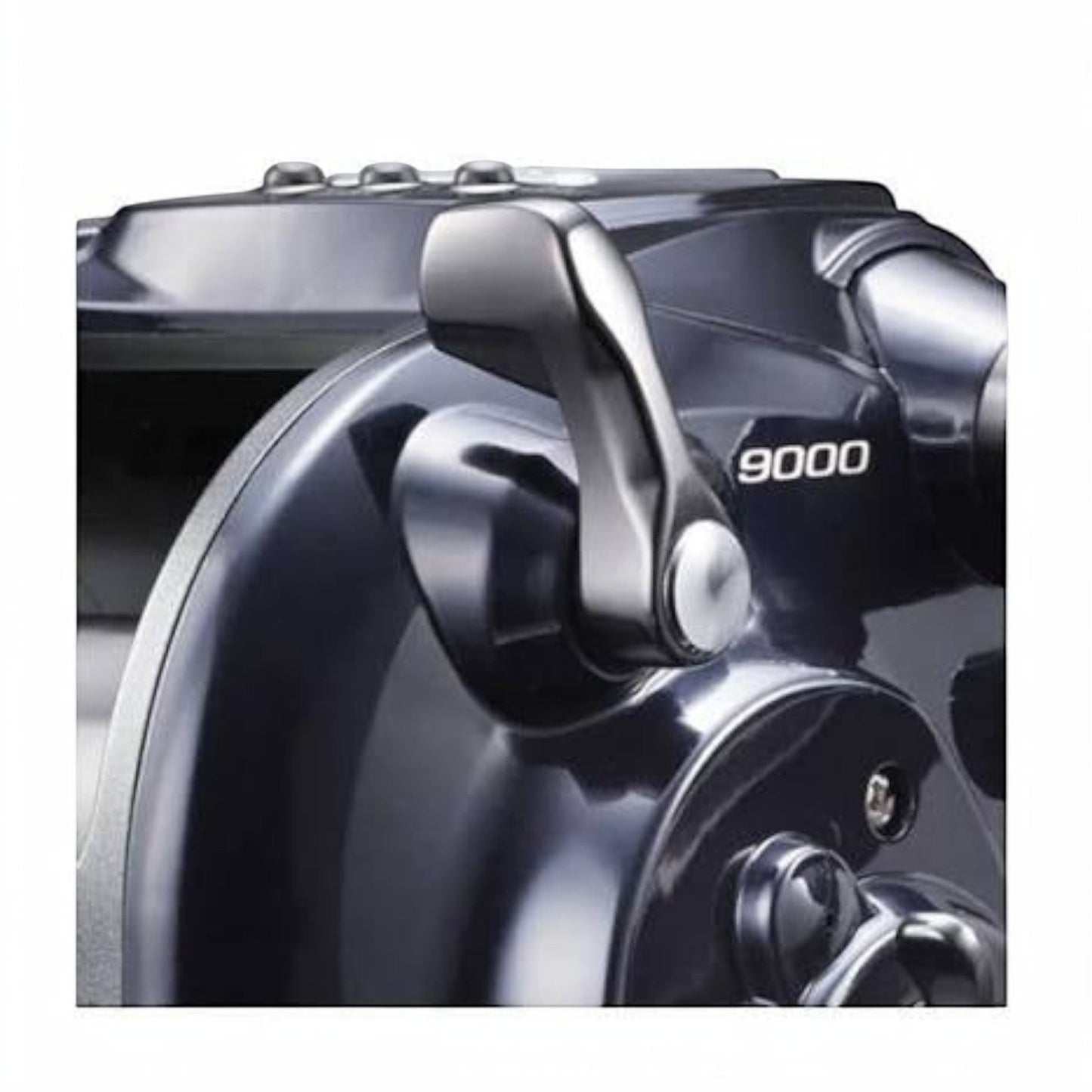 Dogfish Tackle & Marine Shimano ForceMaster 9000A electric fishing reel, dark blue with silver accents and a large handle.