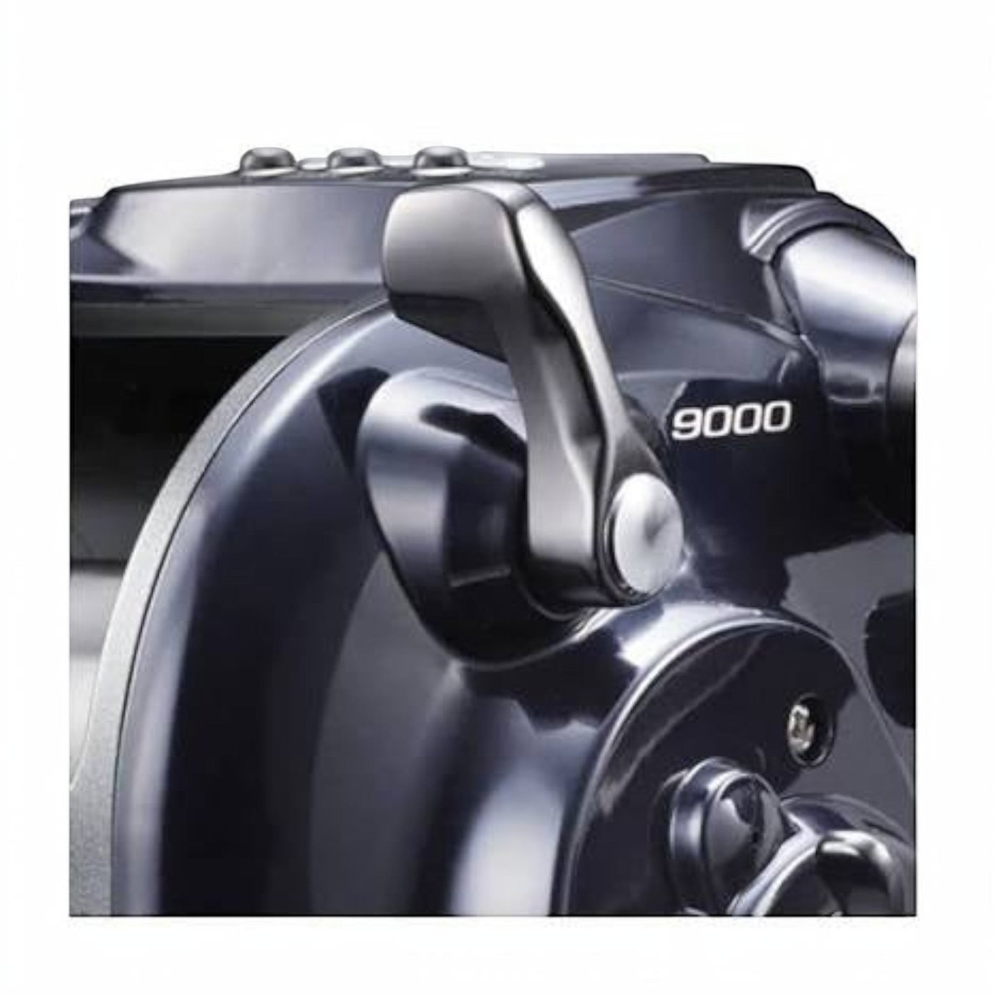 Dogfish Tackle & Marine Shimano ForceMaster 9000A electric fishing reel, dark blue with silver accents and a large handle.