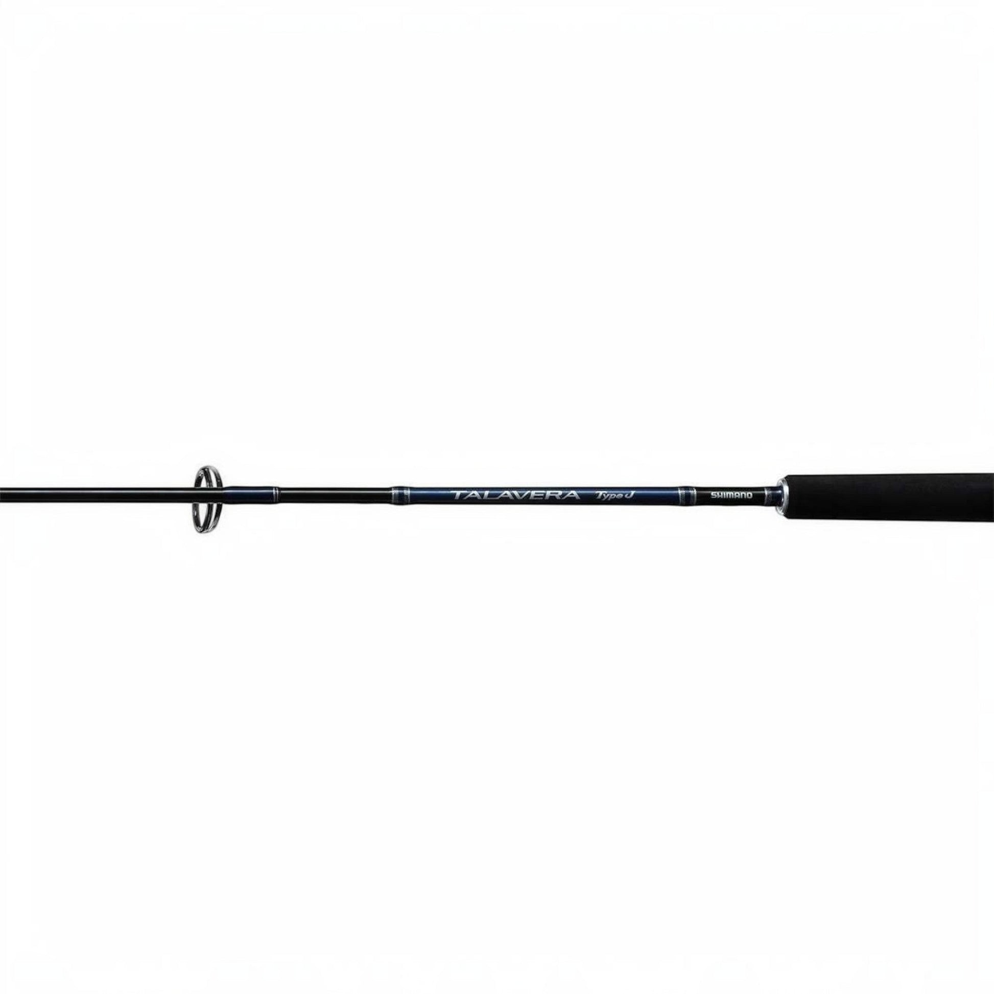 Dogfish Tackle & Marine Shimano Talavera Type J jigging rod with black EVA grip and blue accents.
