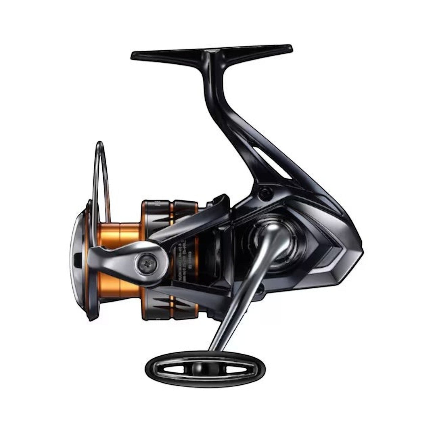 Dogfish Tackle & Marine Shimano Nexave FJ spinning reel in black with copper accents, featuring a sleek design and durable construction for versatile fishing.