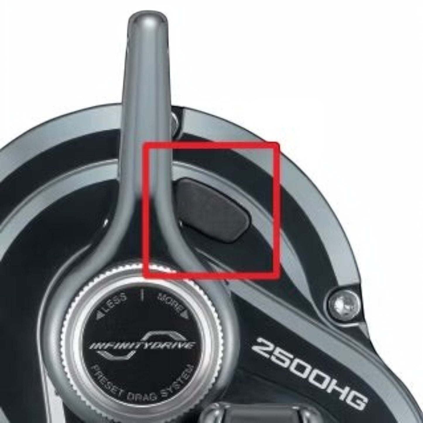 Dogfish Tackle & Marine Shimano Ocea Jigger 2500HG lever drag fishing reel in GunMetal with Infinity Drive technology.