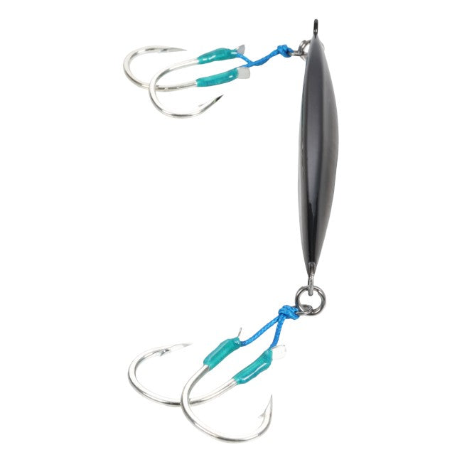 Dogfish Tackle & Marine Shimano Ocea Sardine Waver 250g slow pitch jig in black with dual assist hooks
