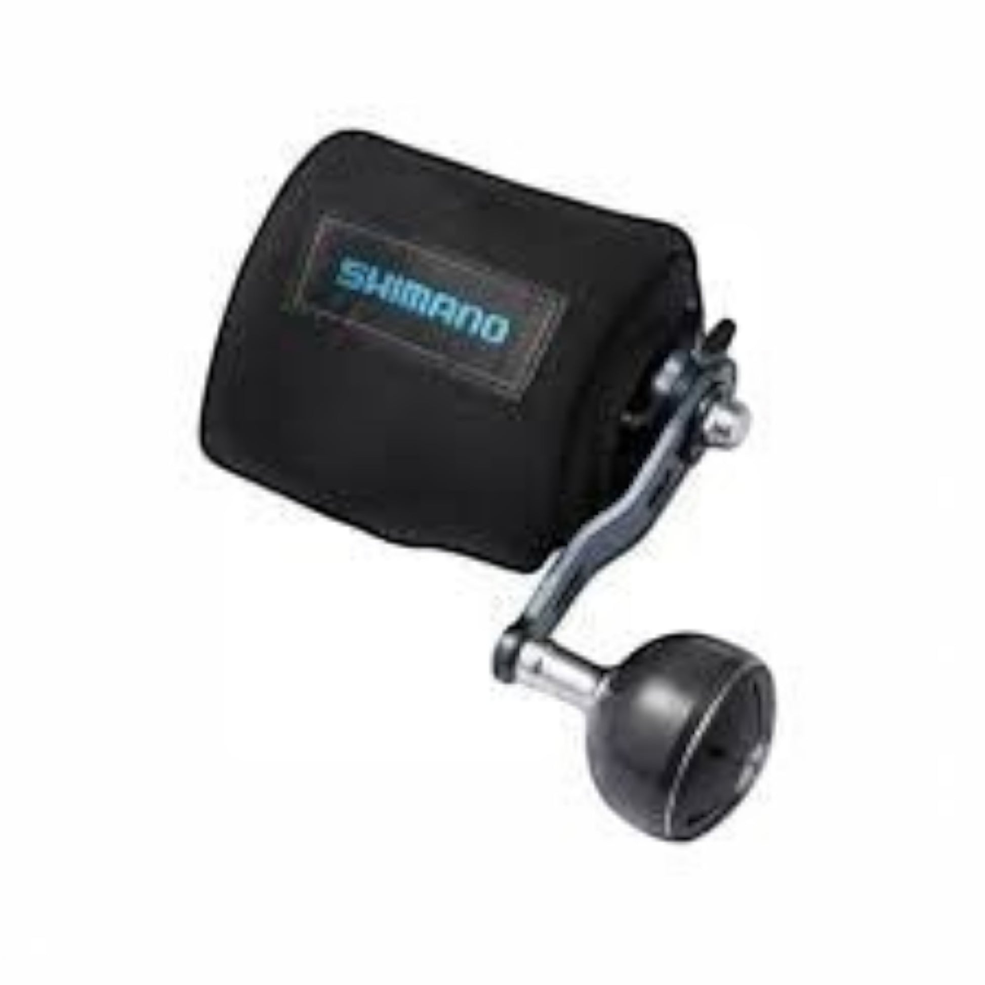 Dogfish Tackle & Marine black neoprene reel cover for Shimano baitcast reels, protects from scratches.