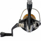 Dogfish Tackle & Marine Shimano Sahara FJ spinning reel with black handle and gold spool, featuring HAGANE Gear and X-Ship technology.
