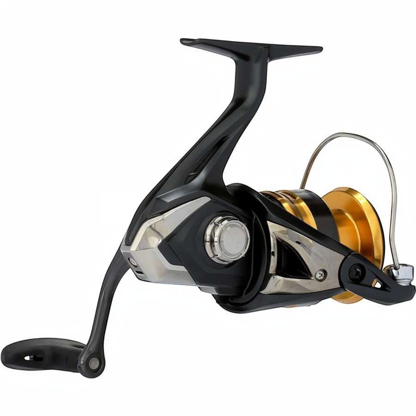 Dogfish Tackle & Marine Shimano Sahara FJ spinning reel, black and gold, with HAGANE Gear and SilentDrive technology.