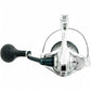 Dogfish Tackle & Marine Shimano Saragosa SW saltwater spinning reel in silver with black handle and reel seat.