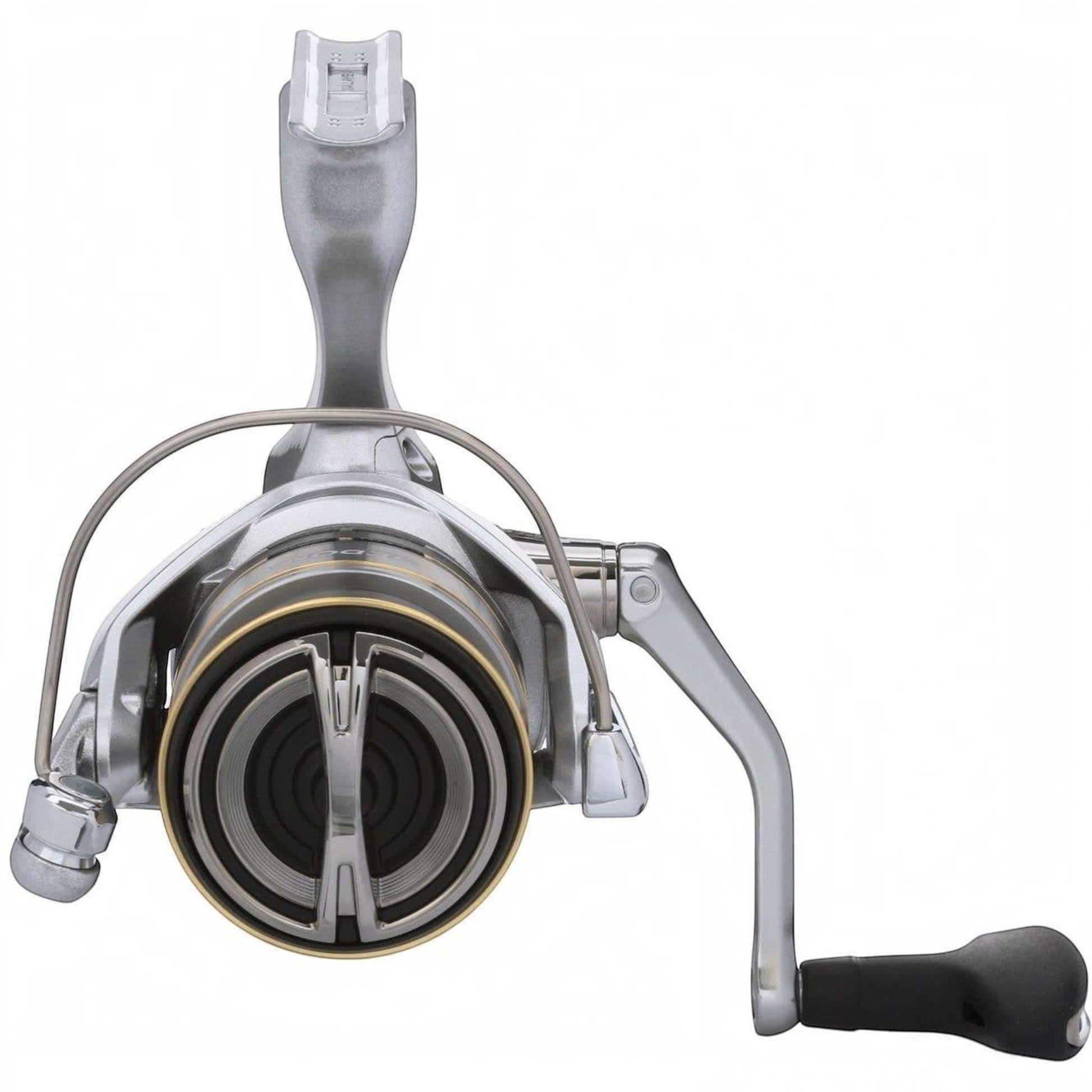 Dogfish Tackle & Marine Shimano Sedona FJ spinning reel in silver with black handle and gold accents. Features HAGANE Gear and SilentDrive.