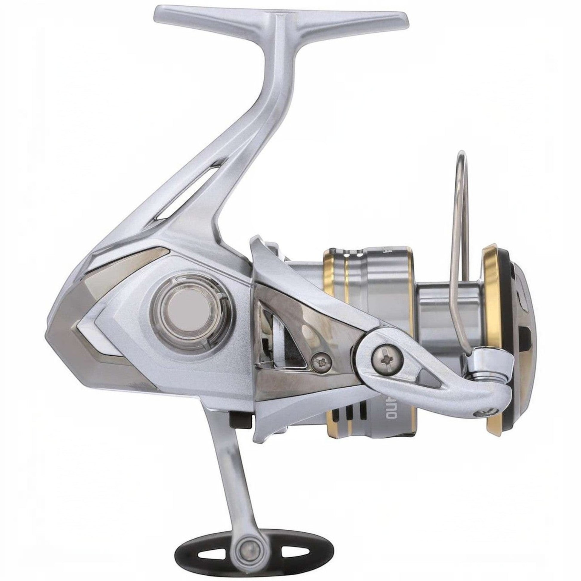 Shimano Sedona FJ spinning reel in silver and gold with HAGANE Gear and SilentDrive technology.
