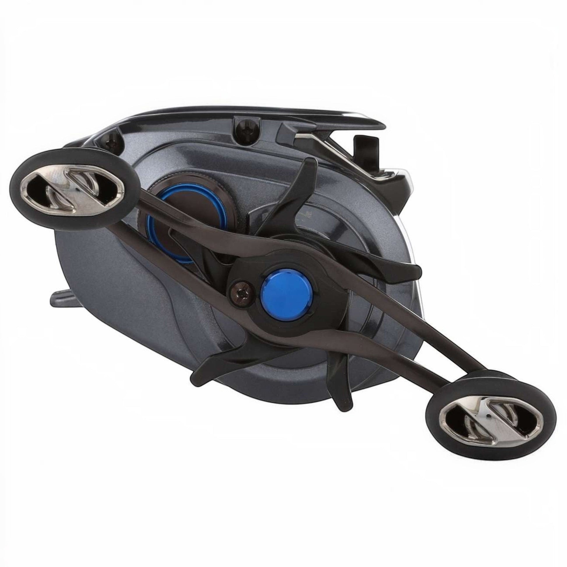 Shimano SLX 70 A casting reel in gunmetal grey with blue accents. Features MGL Spool III and HAGANE Body.