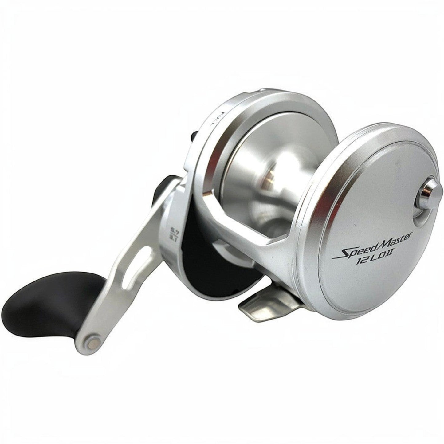 Dogfish Tackle & Marine Shimano SpeedMaster 12II conventional fishing reel, silver, with black handle grip.