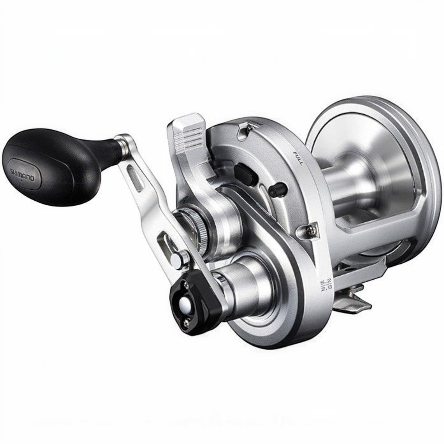 Dogfish Tackle & Marine Shimano Speedmaster II conventional fishing reel, silver with black handle, two-speed lever drag.
